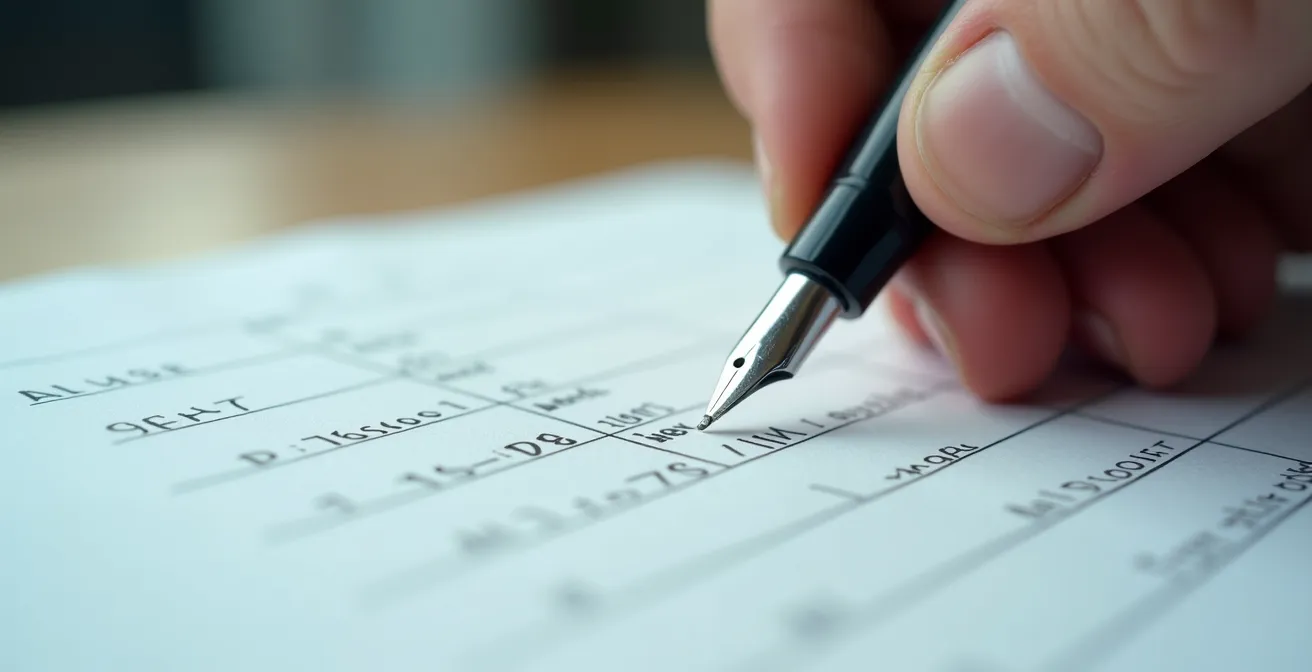 Matrice d'évaluation personnelle montrant autonomie, discipline et résilience